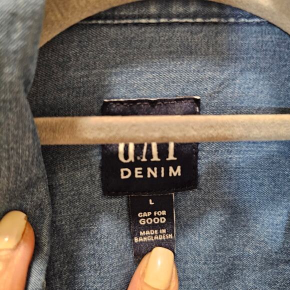 GAP Chambray Button Down Shirt Dress Size L - Picture 2 of 7